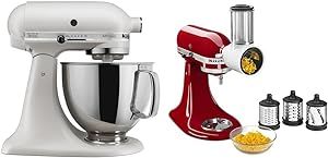 KitchenAid Artisan Series 5-Quart Tilt-Head Stand Mixer - KSM150PS, Milkshake & Fresh Prep Slicer/Shredder, 1, White